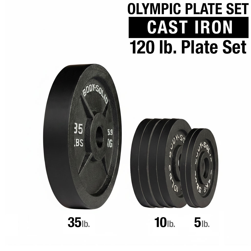120 lb. Cast Iron Olympic Plate Set