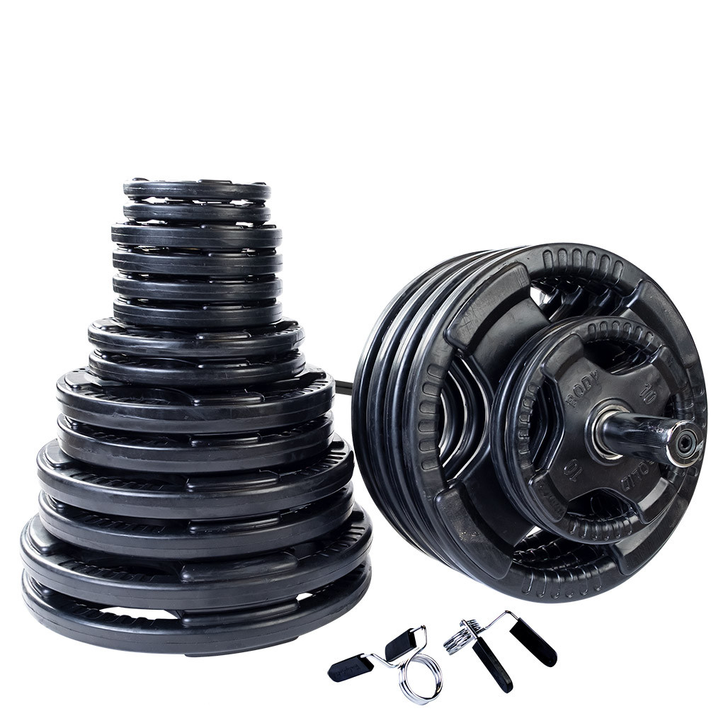 500 lb. Rubber Grip Olympic Weight Set, with Black Bar