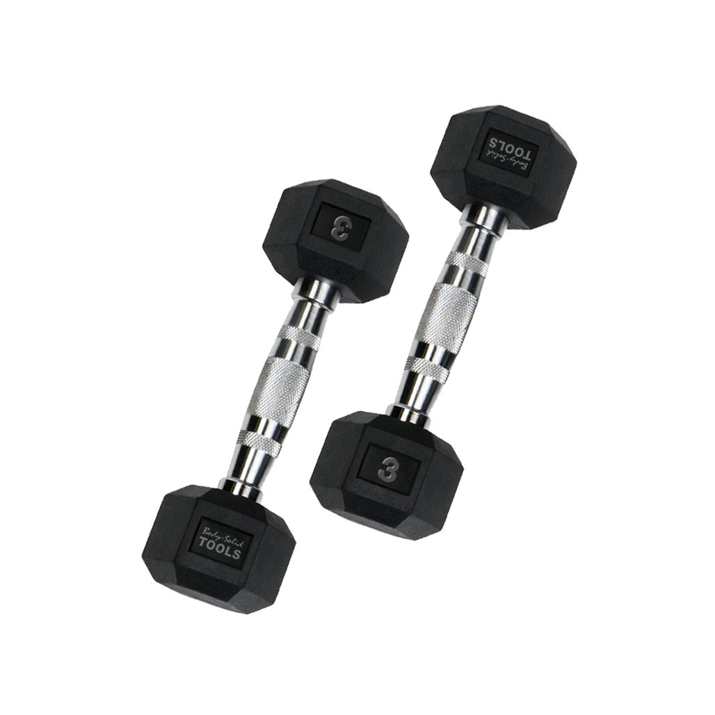 3 lb. Rubber Hex Dumbbell Pair, Shipping Included!
