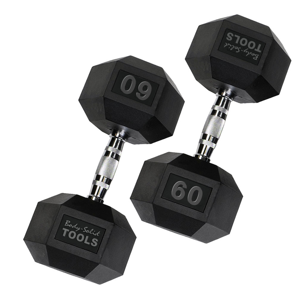 60 lb. Rubber Hex Dumbbell - SDR60