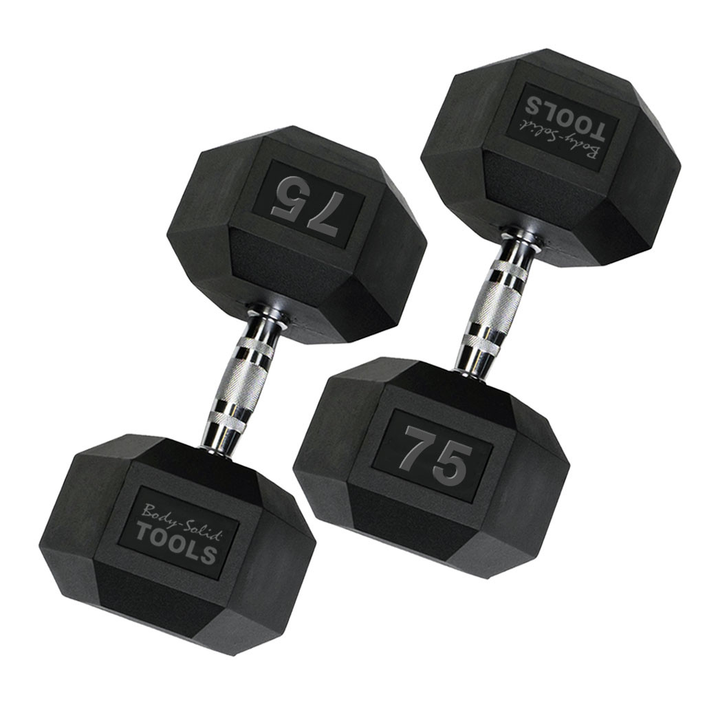 75 lb. Rubber Hex Dumbbell Pair, Shipping Included!