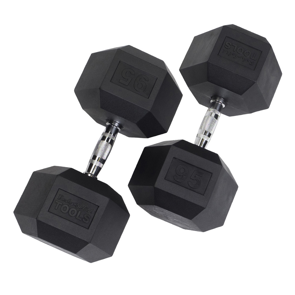 95 lb. Rubber Hex Dumbbell Pair, Shipping Included!