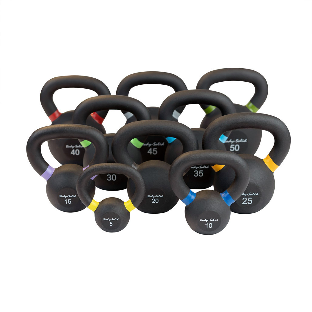 5-50 lb. Powder Coat Iron Kettlebell Set, Shipping Included