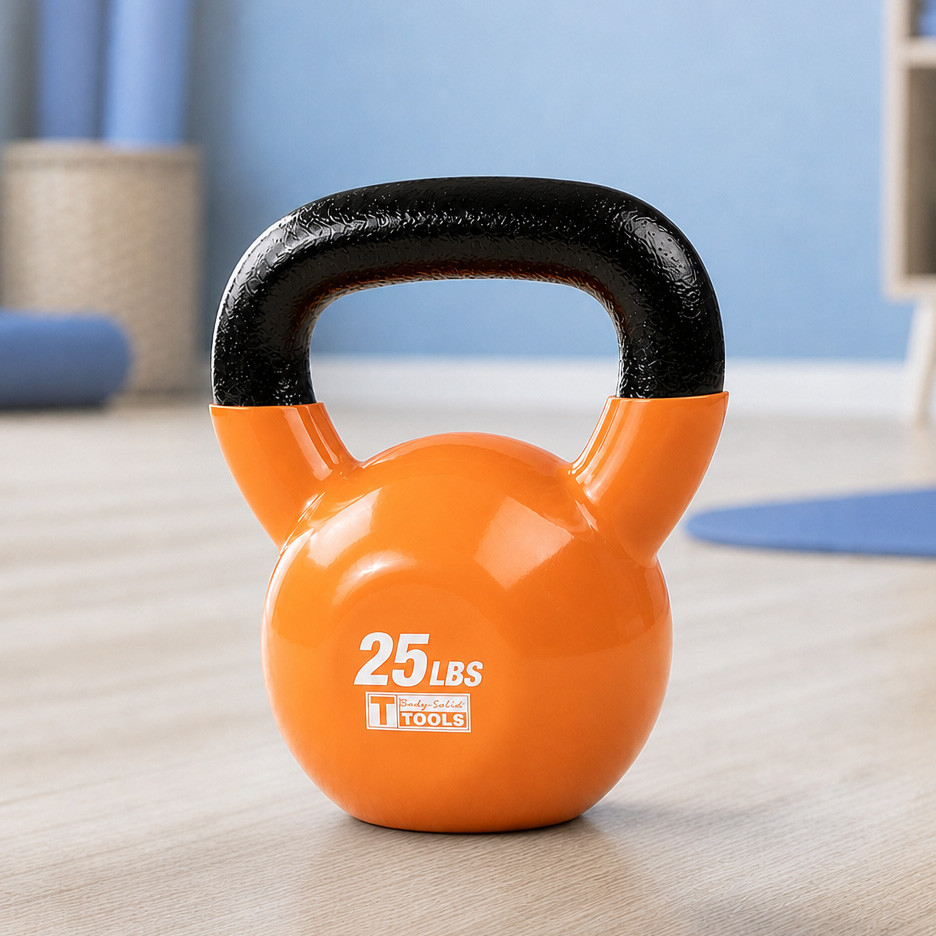 25 lb. Body-Solid Vinyl Dipped Kettlebell, Shipping Included