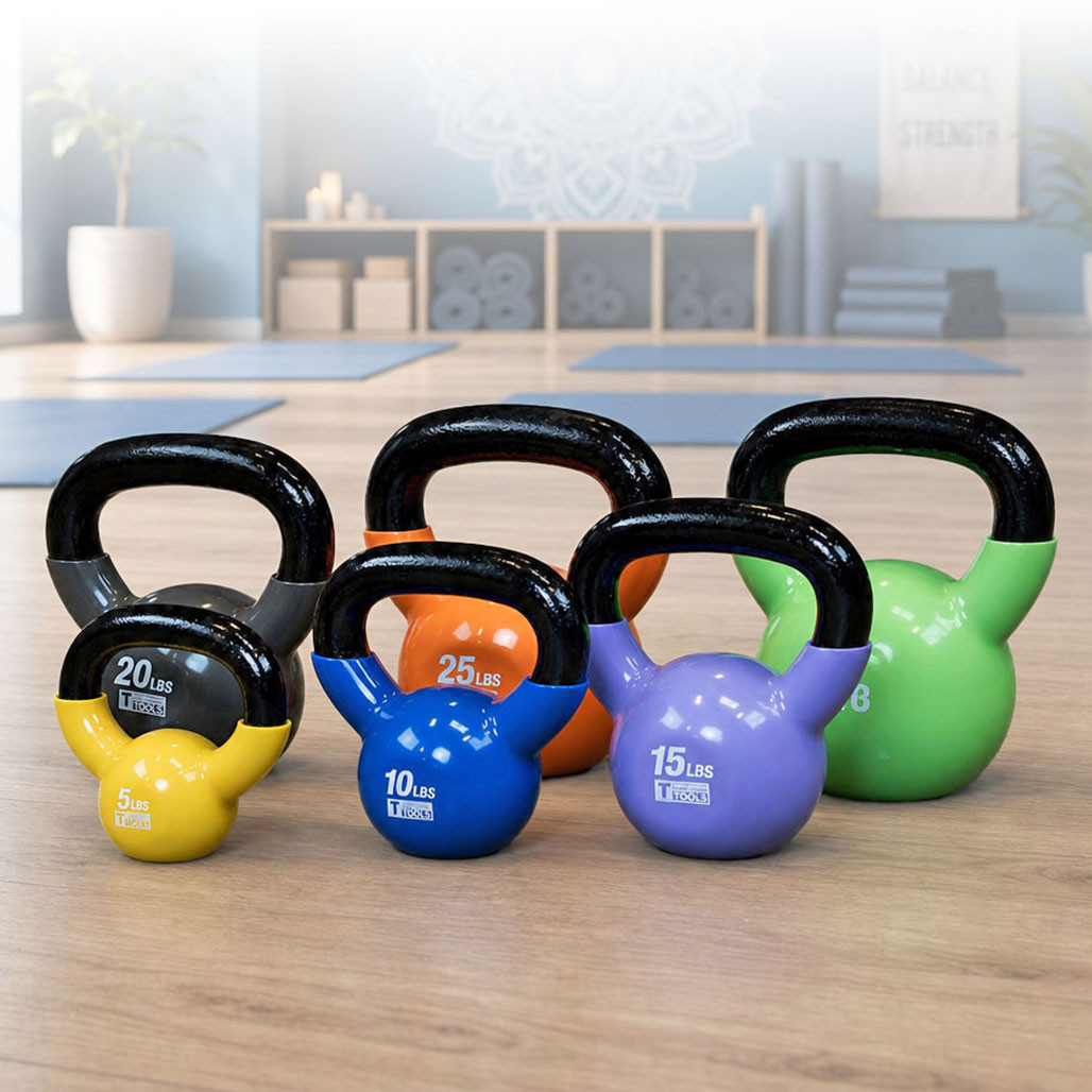 5-30 lb. Body-Solid Vinyl Dipped Kettlebell Set, Shipping Included