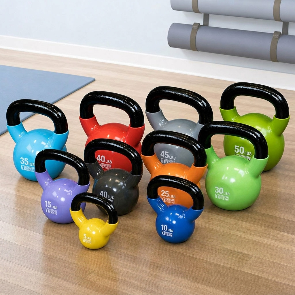 5-50 lb. Body-Solid Vinyl Dipped Kettlebell Set, Shipping Included