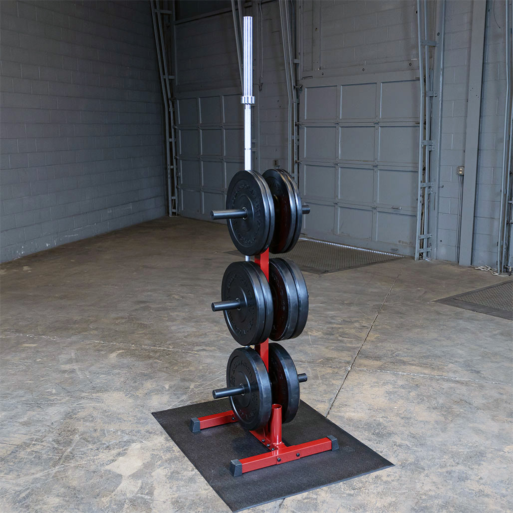 Best Fitness 6-Post Weight Tree and Bar Holder, Red Finish