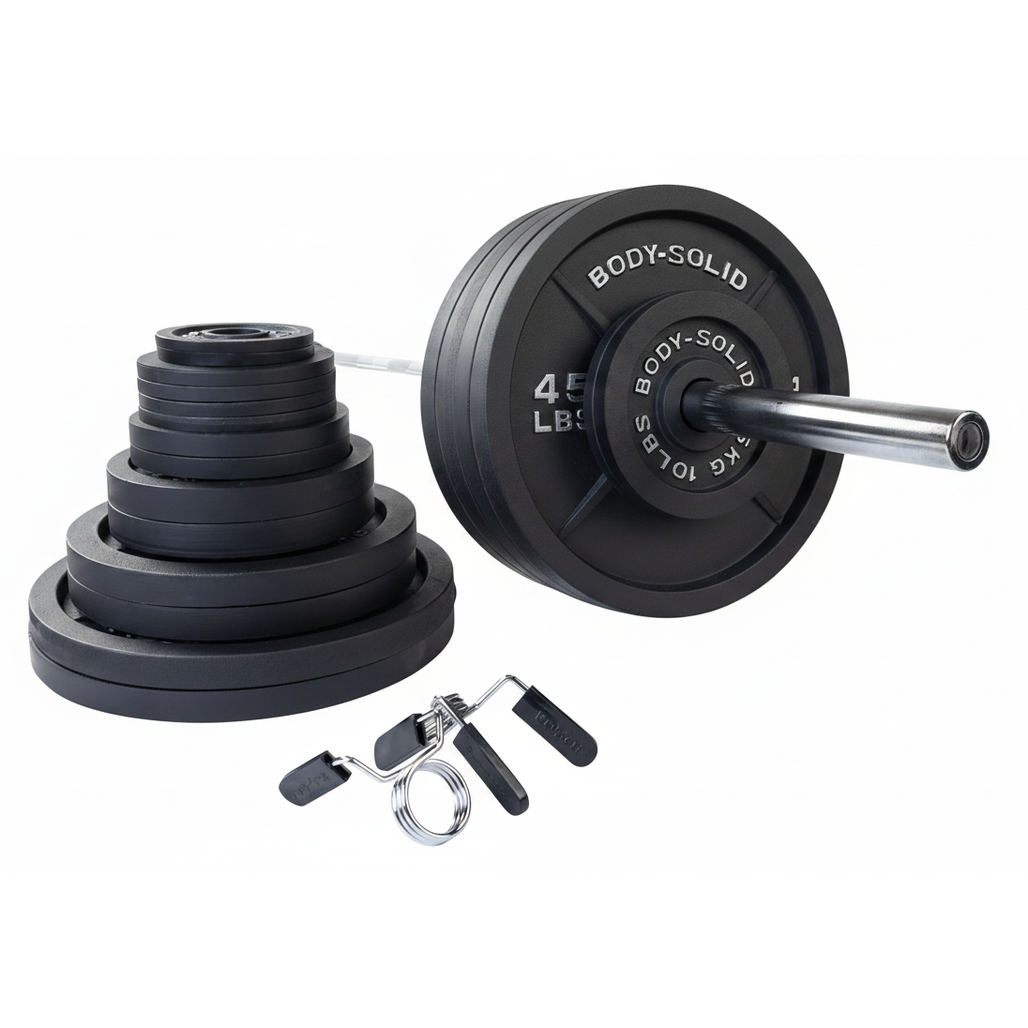 500 lb. Cast Iron Olympic Weight Set, with Chrome Bar
