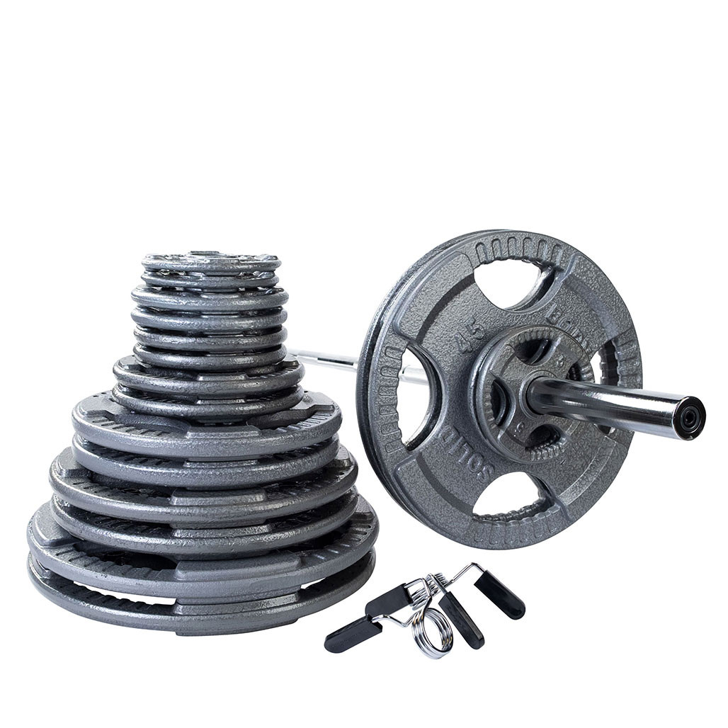 400 lb. Olympic Gray Grip Weight Set with Chrome Bar, SHIPPING INCLUDED