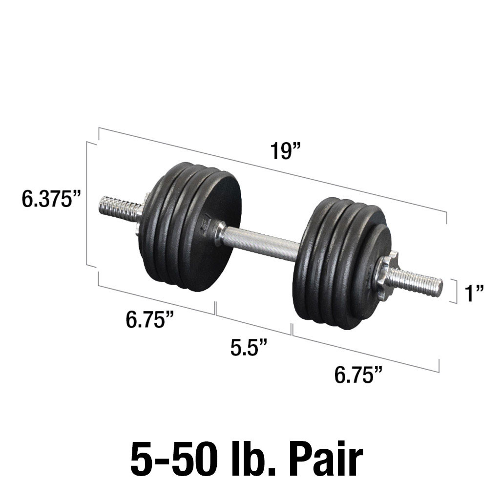5-50 lb. Adjustable Dumbbell Set with Threaded  Handles