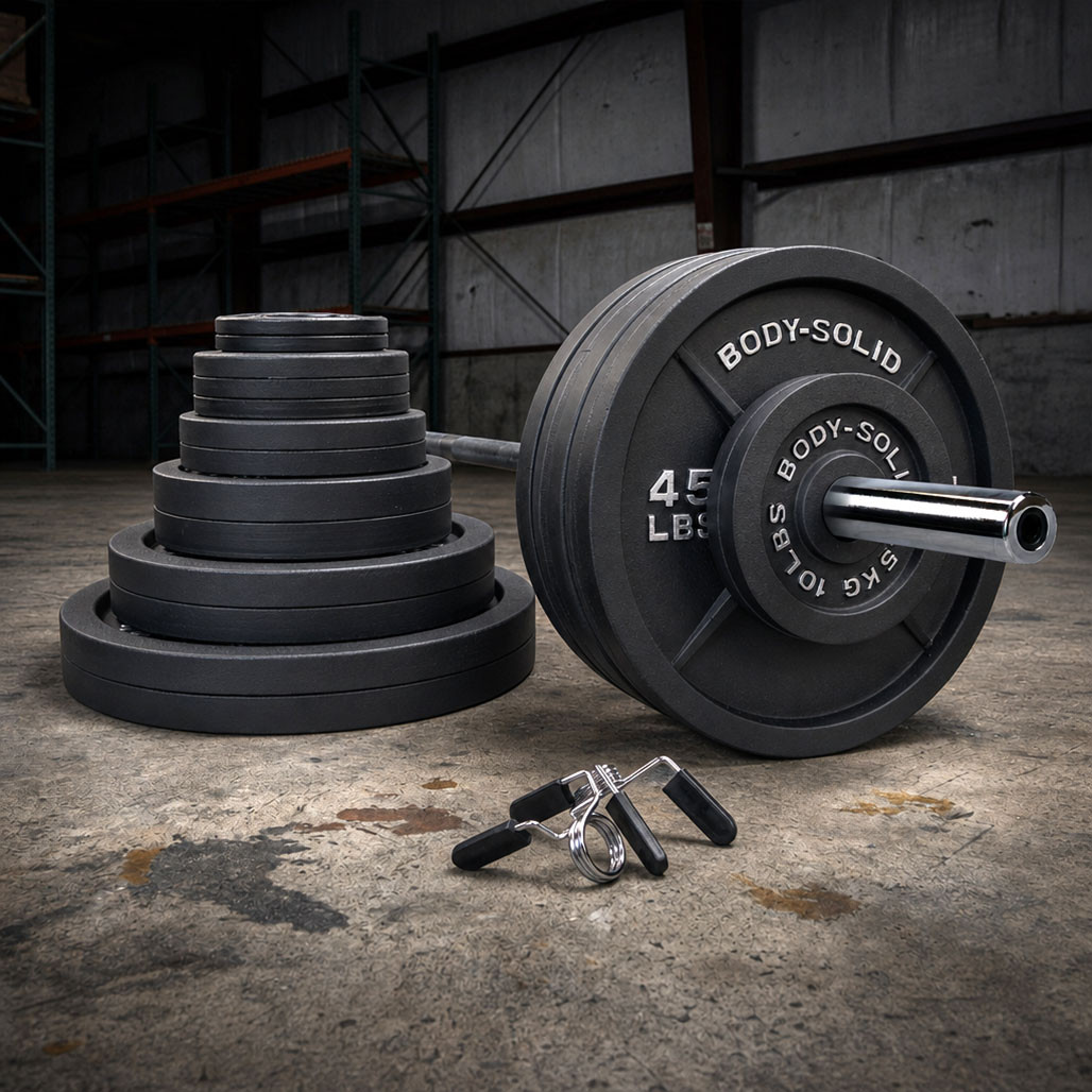 Body-Solid Cast Iron Olympic Weight Sets with Bar & Collars