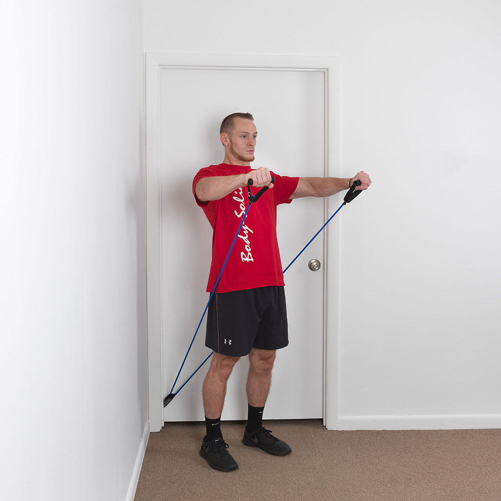 Front Shoulder Raise with Body-Solid Tools Resistance Tube Door Attachment