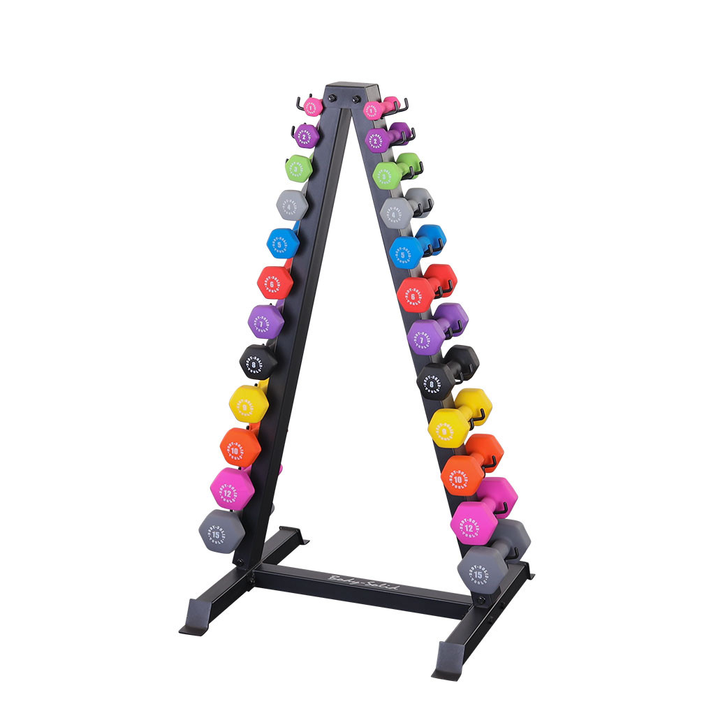 Body-Solid Vinyl and Neoprene Dumbbell Rack