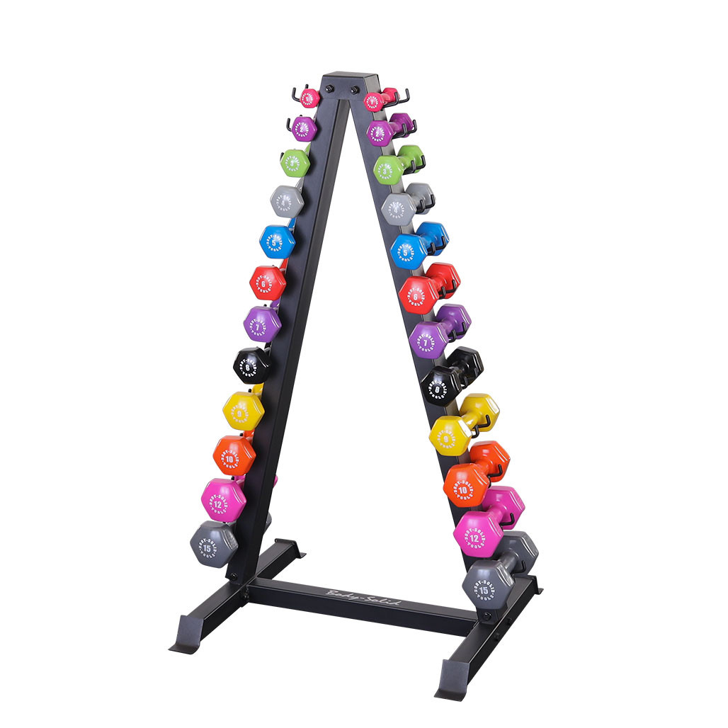 Body-Solid Vinyl Dumbbell and GDR24 Rack Package