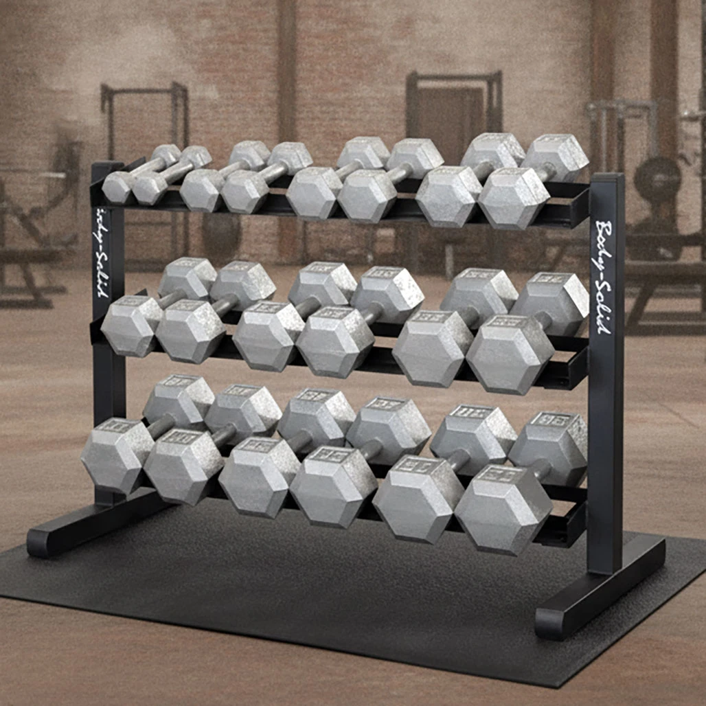 5-50 lb Complete Strength Package with Hex Dumbbells & Rack
