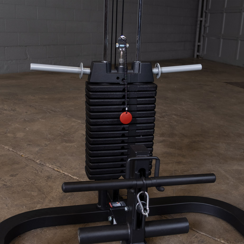 Detail of the Weight Stack on the GPR400 Power Rack with Lat