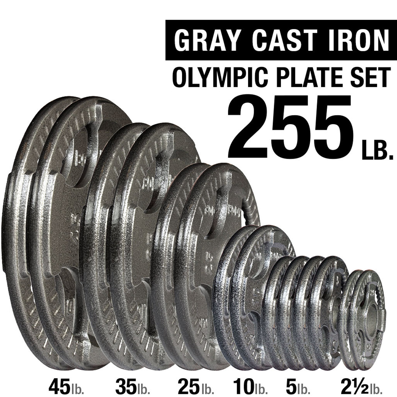 Body-solid Gray Grip Olympic Plates 2.5, 5, 10, 25, 35, 45 lb. OPT