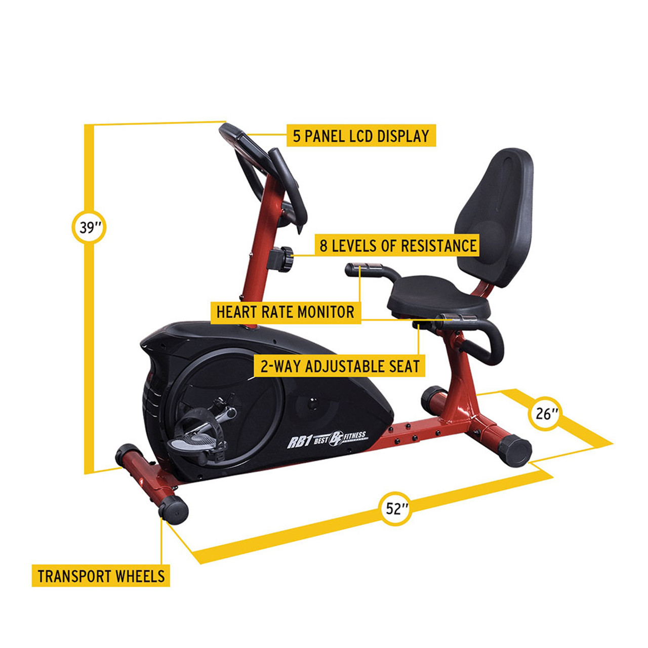 Best Fitness Recumbent Exercise Bike BFRB1R Recumbent Bikes