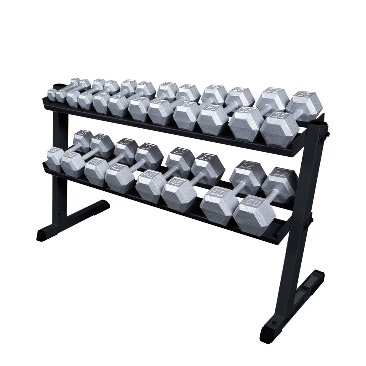 Body Solid 5 50 lb. Hex Dumbbell Set with GDR60 Commercial Rack