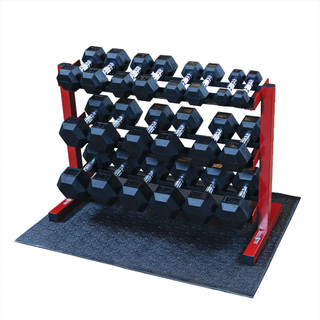 Body-Solid 5-50 lb. Rubber Dumbbell Package with Best Fitness Rack
