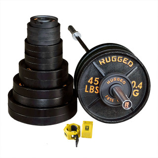 Rugged Fitness Deep Dish Olympic Weight Sets with Bar & Collars, SHIPPING INCLUDED