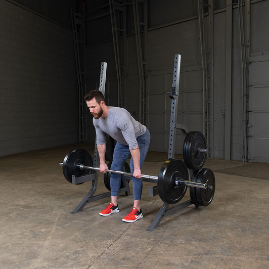 Deadlifts start on the Powerline Multi Press Rack