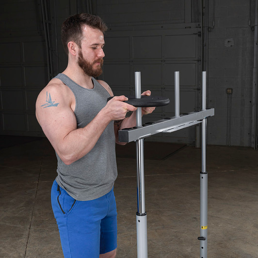 Detail of the Weight Post on the Powerline Vertical Leg Press with optional weights