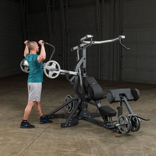 Standing Shoulder Press on the Freeweight Leverage Gym with Bench