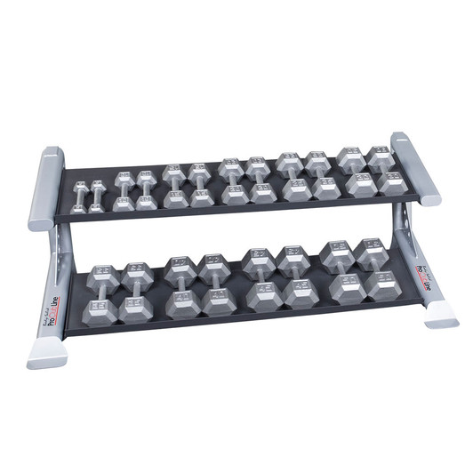 Pro ClubLine Modular Storage Rack 2 Dumbbell Tiers with Hex Dumbbells