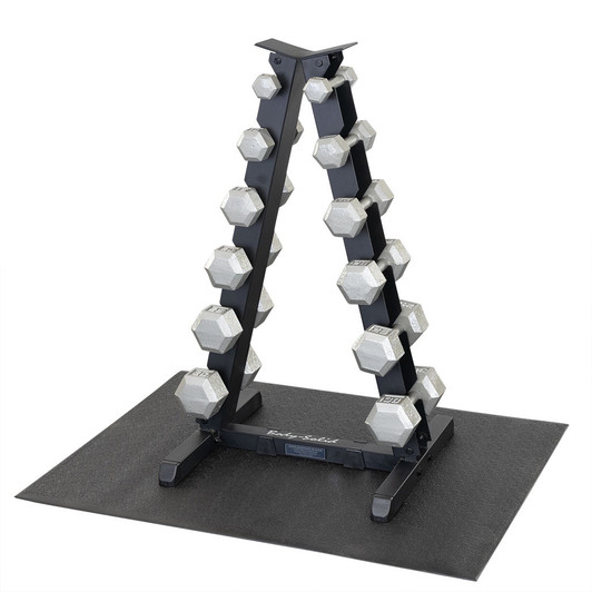 Body-Solid 5-30 lb. Hex Dumbbell Set with the GDR44 Storage Rack