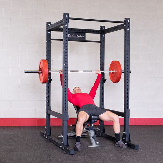 Incline Press on the Body-Solid SPR1000 Commercial Power Rack with optional bench