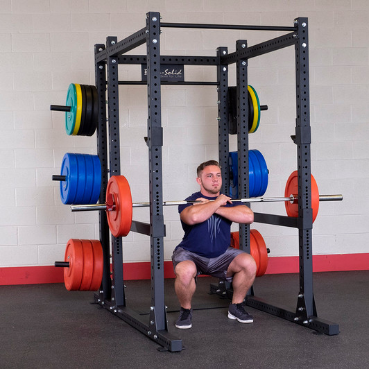 Squats on the Body-Solid SPR1000BACK Commercial Power Rack with Rear Extension