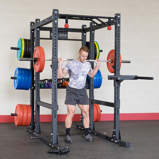 Squats on the Body-Solid SPR1000BACKP4 Commercial Power Rack Gym Package