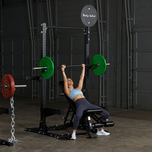 Incline Bench Press on the Body-Solid SPR500P2 Commercial Half Rack with SFID425 Adjustable Bench