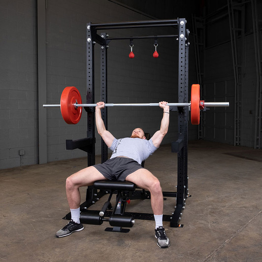 Incline Bench Press on the SPR500 Half Rack with the Body-Solid SPRHALFBACK Half Rack Extension