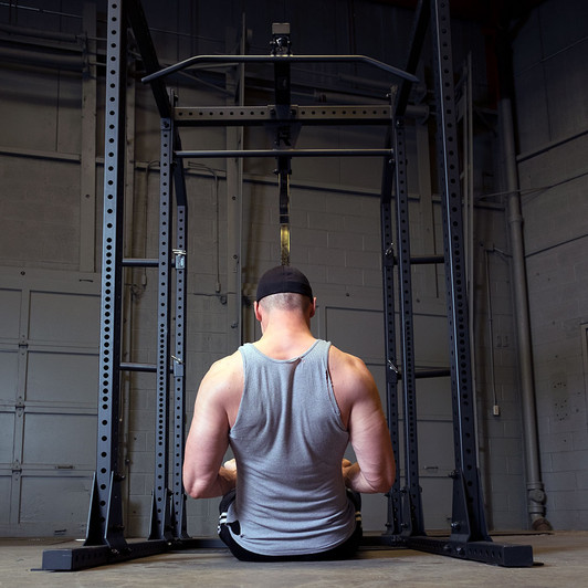 Seated Rows on the Rugged Power Rack Lat Attachment