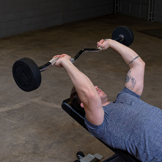 Skullcrushers (Wide Grip) with the Body-Solid Tools Fixed Weight EZ Curl Barbells