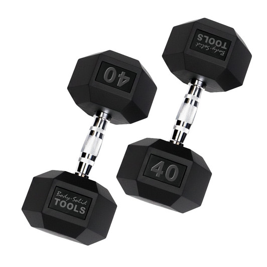 Body-Solid Rubber Coated Hex Dumbbells Sold in Pairs