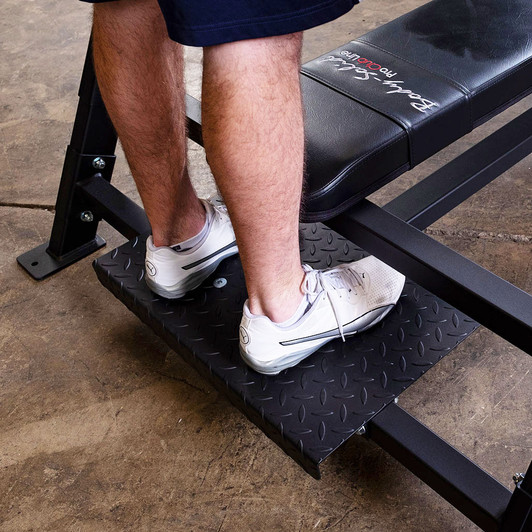 Detail of the Spotter Stand on the Pro Clubline Flat Bench by Body-Solid