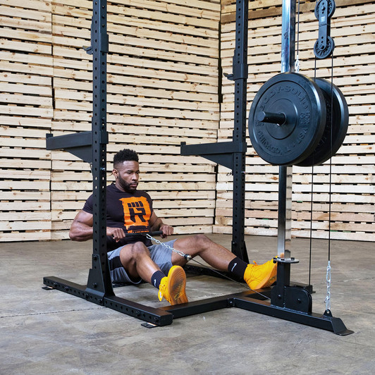 Rugged Half Rack with Lat and 300 lb. Deep Dish Olympic Set