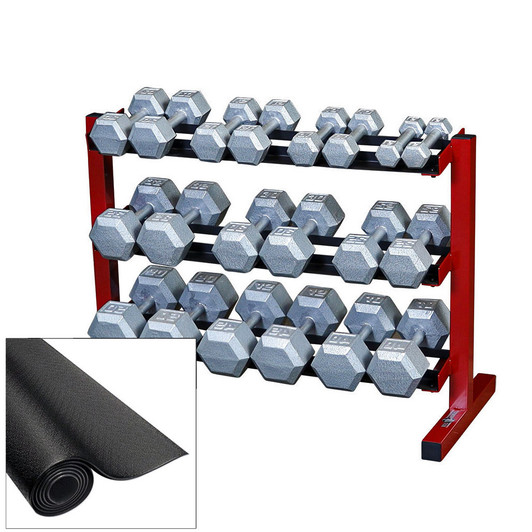 5-50 lb. Iron Hex Dumbbell Package with Rack