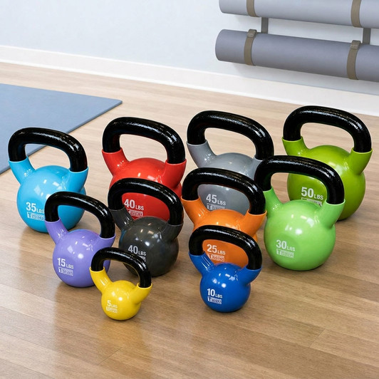 5-50 lb. Body-Solid Vinyl Dipped Kettlebell Set, Shipping Included