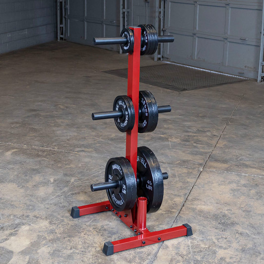 Best Fitness 6-Post Weight Tree and Bar Holder, Red Finish