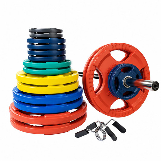 400 lb. Olympic Color Grip Weight Set with Black Bar