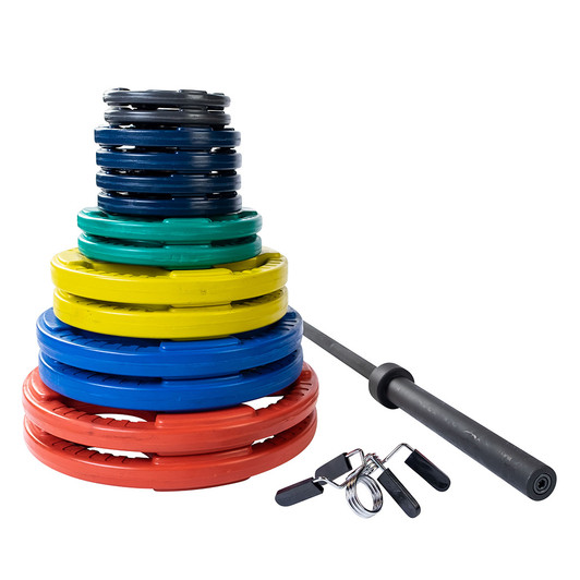 300 lb. Olympic Color Rubber Grip Weight Set