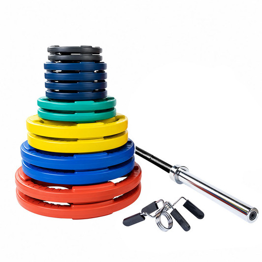 300 lb. Olympic Color Rubber Grip Weight Set
