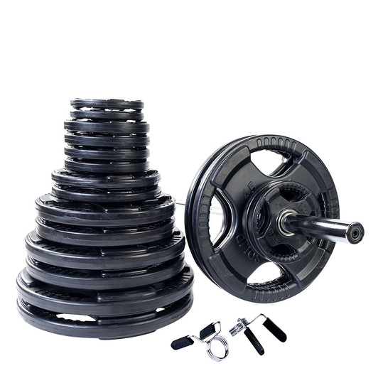 400 lb. Olympic Rubber Grip Weight Set, with Chrome Bar