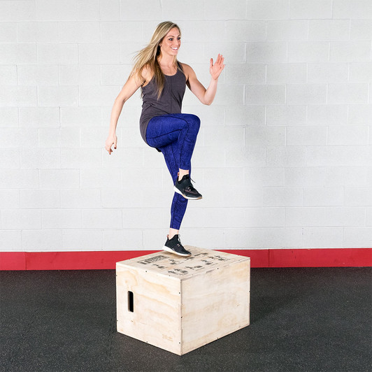 Step Up Leg Lift with Body-Solid Tools 3-Way Wood Plyo Box