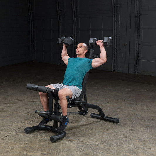 Shoulder Press on the Body-Solid Leverage Weight Bench