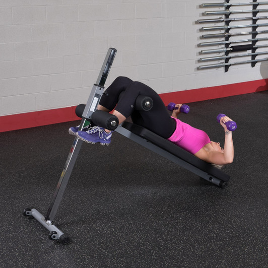 Decline Press start on the Body-Solid Pro-Style Ab Board